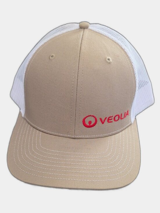 Veolia Beige & White Mesh Trucker Hat